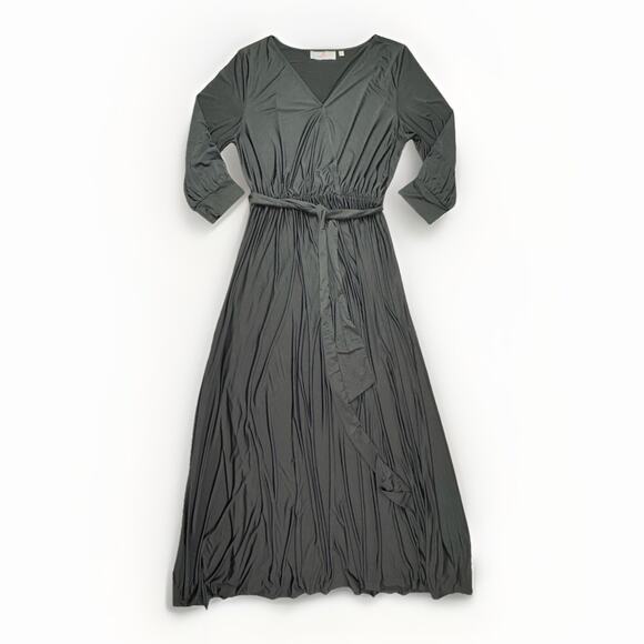 Laurie Felt Wrap Front Maxi Dress Dress L Black Goth Witchy Spooky Stretchy Glam - Picture 2 of 16